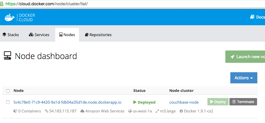 Docker Cloud Node Created Dashboard