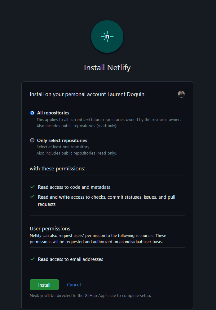 A screenshot of Github's authorization matrix
