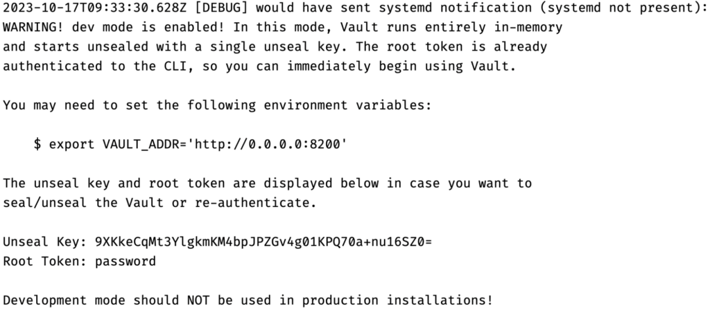 Vault server will listen on port 8200