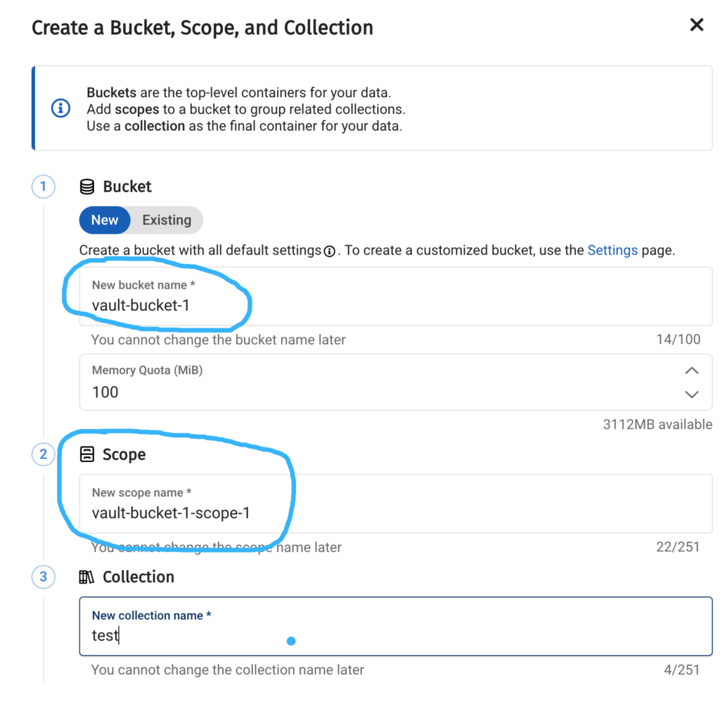 Create a Bucket and Scope