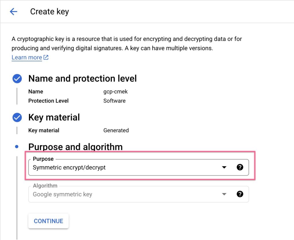 Customer managed keys in GCP