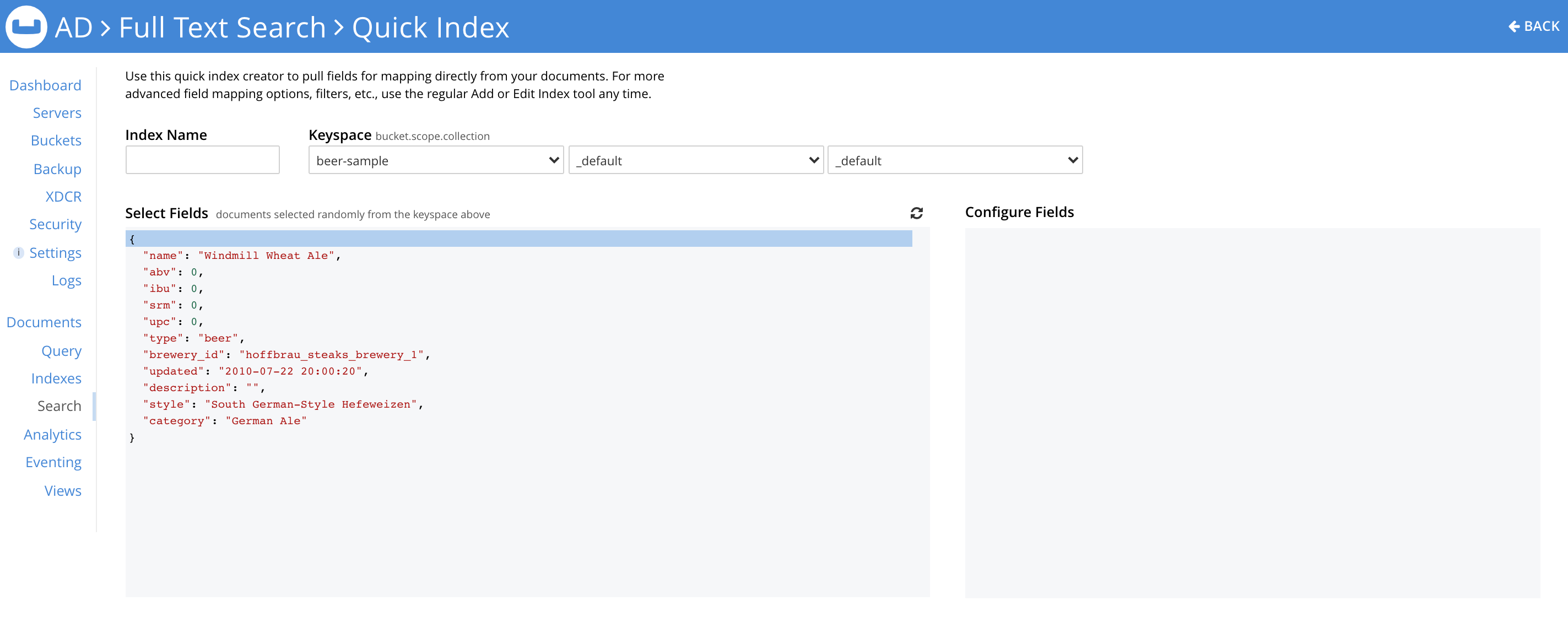 A sample JSON document in Couchbase