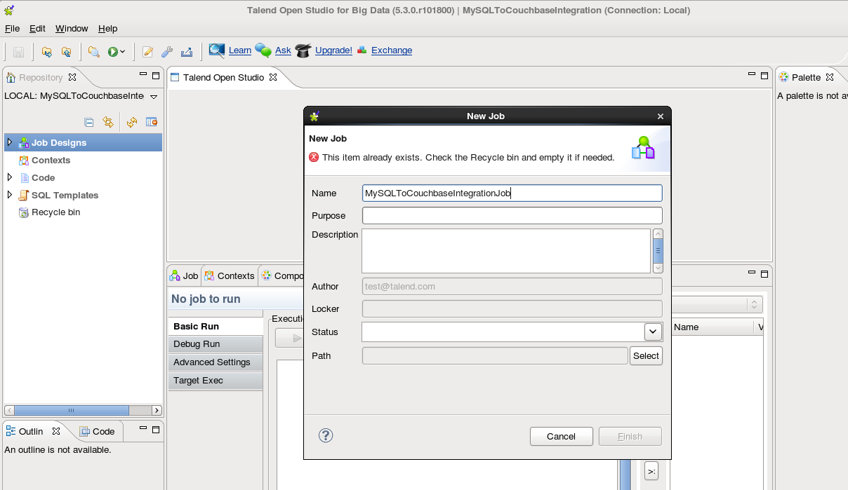 talend-mysql-to-couchbase-integration
